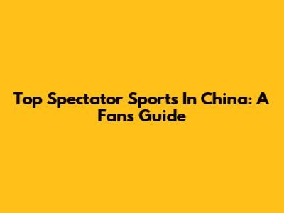 Top Spectator Sports In China: A Fan's Guide