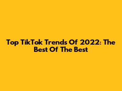 Top TikTok Trends Of 2022: The Best Of The Best