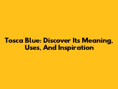 Tosca Blue: Discover Its Meaning, Uses, And Inspiration