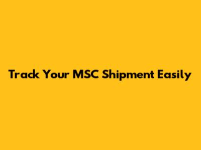 Track Your MSC Shipment Easily