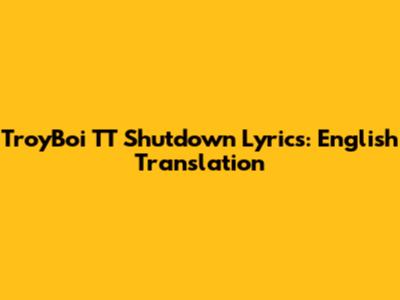 TroyBoi TT Shutdown Lyrics: English Translation