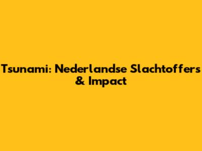 Tsunami: Nederlandse Slachtoffers & Impact