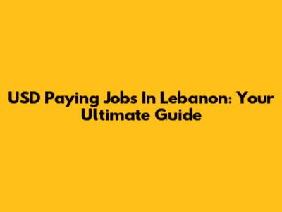 USD Paying Jobs In Lebanon: Your Ultimate Guide