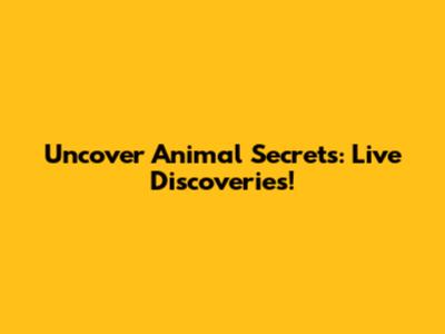 Uncover Animal Secrets: Live Discoveries!