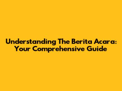Understanding The Berita Acara: Your Comprehensive Guide