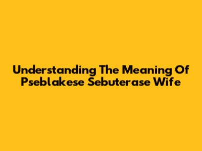 Understanding The Meaning Of 'Pseblakese Sebuterase Wife'