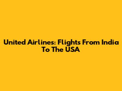 United Airlines: Flights From India To The USA