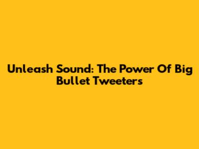 Unleash Sound: The Power Of Big Bullet Tweeters