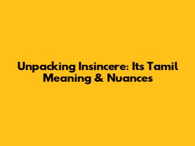 Unpacking 'Insincere': Its Tamil Meaning & Nuances