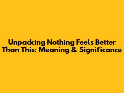 Unpacking 'Nothing Feels Better Than This': Meaning & Significance