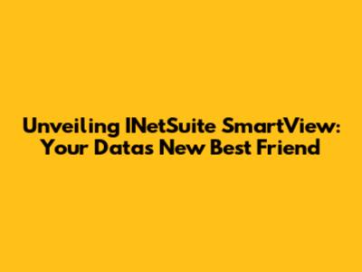 Unveiling INetSuite SmartView: Your Data's New Best Friend