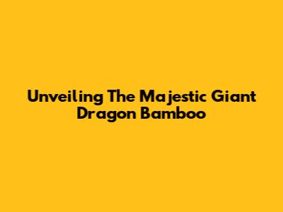 Unveiling The Majestic Giant Dragon Bamboo