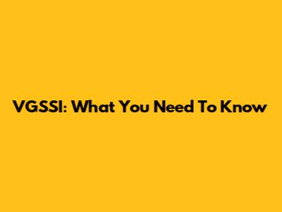 VGSSI: What You Need To Know