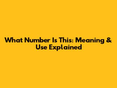 What Number Is This: Meaning & Use Explained