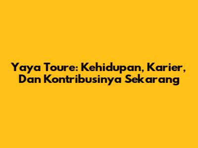 Yaya Toure: Kehidupan, Karier, Dan Kontribusinya Sekarang