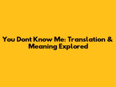 You Don't Know Me: Translation & Meaning Explored