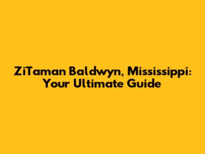 ZiTaman Baldwyn, Mississippi: Your Ultimate Guide