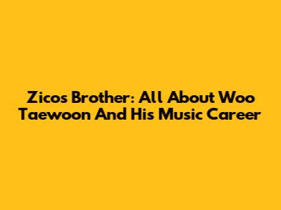 Zico's Brother: All About Woo Taewoon And His Music Career