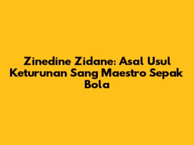 Zinedine Zidane: Asal Usul Keturunan Sang Maestro Sepak Bola